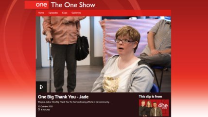 Screenshot of Jade's video on the One Show website